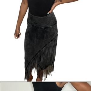 Fringe cowboy skirt black, plus size